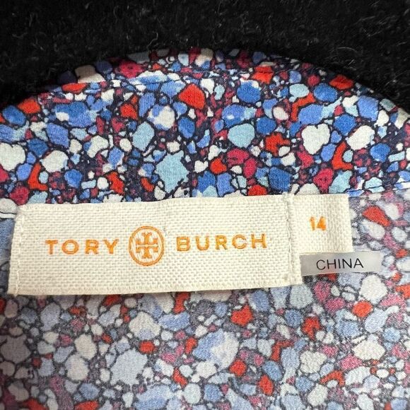 Tory Burch Blue Red Printed Mini Shirt Dress Full Button Front 14 Women - Picture 4 of 10